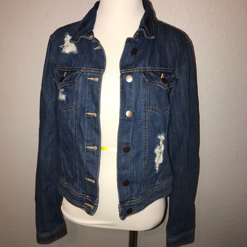 Distressed denim jacket